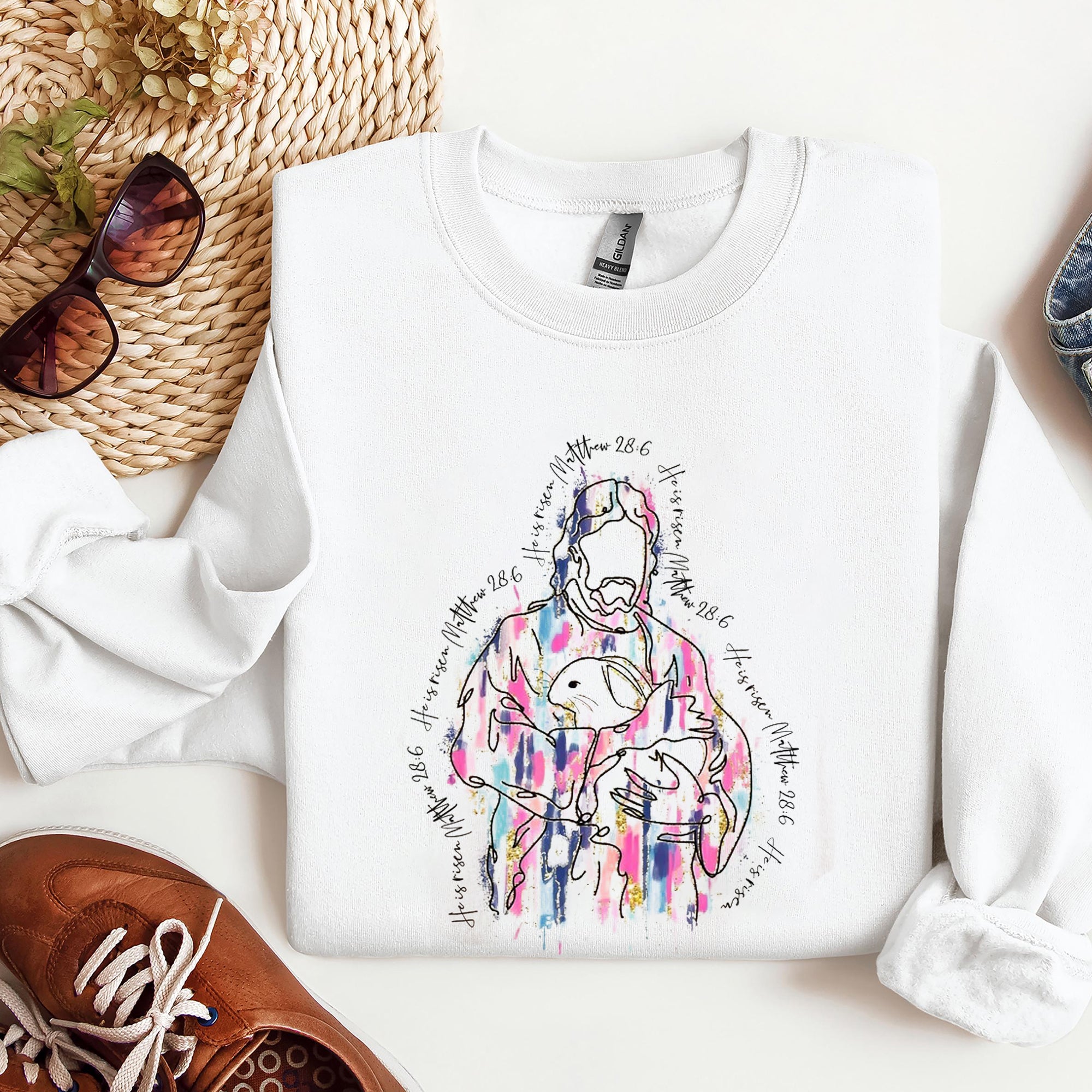 Easter Jesus Shirt, Brush Stroke Jesus Shirt, He Is Risen Tee, Easter Jesus Lover Shirt, Religious Shirt, Christian Shirt, Bible Verse Shirt ILAF45